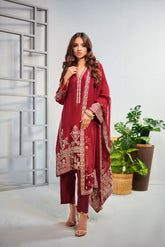 DA-2010 MAROON EMBROIDERED KURTA WITH DUPATTA